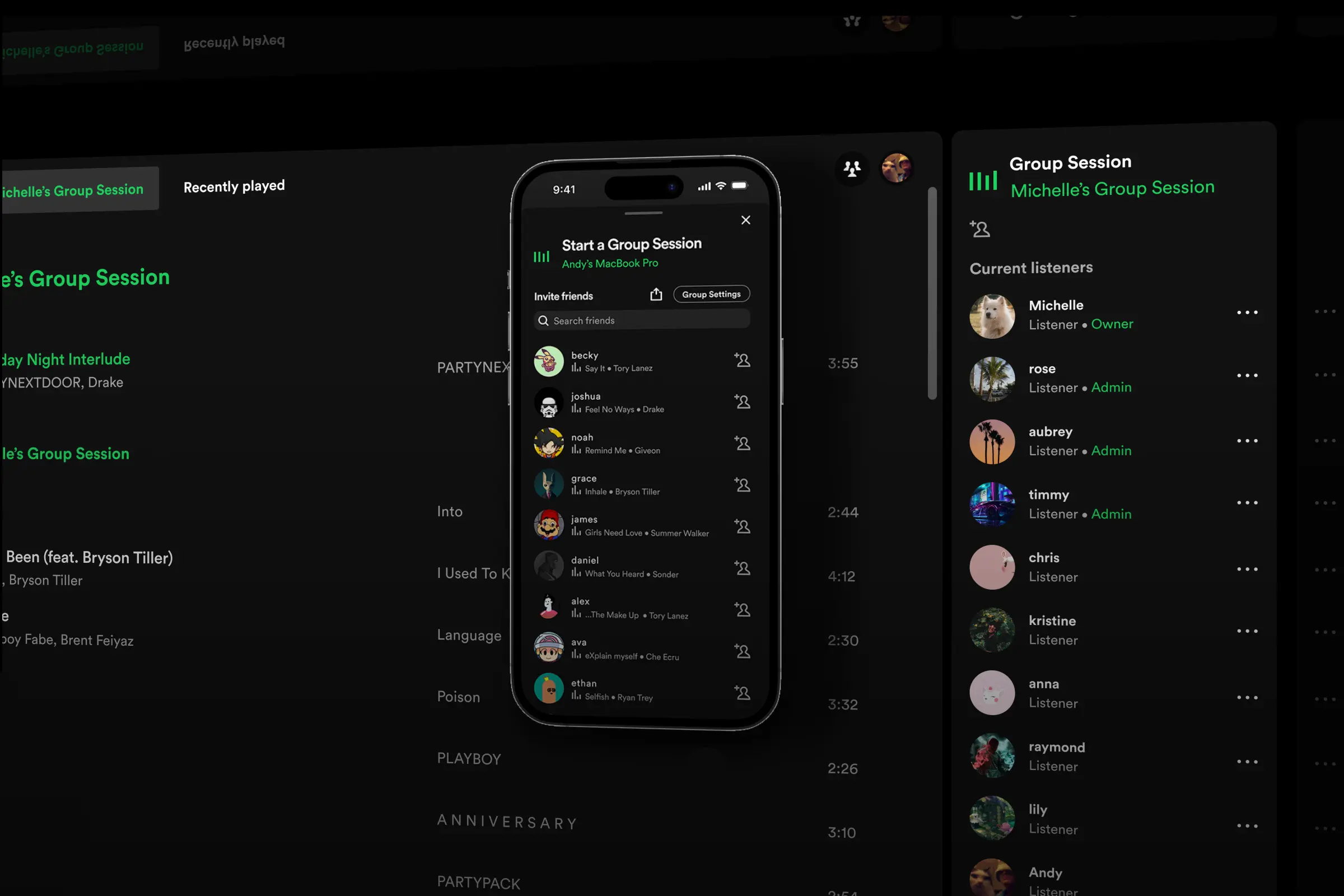 Spotify Party | Enhancing the group listening experience for an immersive music
              exploration